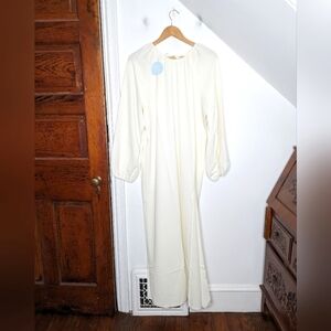 HILL HOUSE The Simone Long Sleeve Maxi Dress in Coconut Milk Crepe NEW Size S